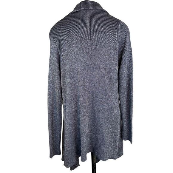 Torrid Womens Gray Metallic Drape Front Sweater Cardigan Large Modern Glam - Picture 3 of 11